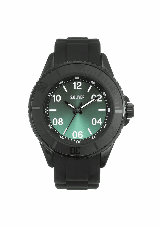 s.Oliver Jungen Analog Quarz Uhr mit Silikon Armband SO-4256-PQ