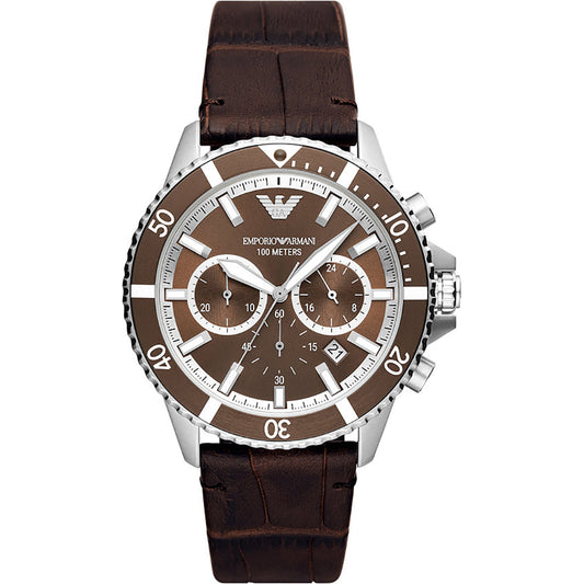 Emporio Armani Herren Quarz-Chronograph Uhr mit Armband AR11486