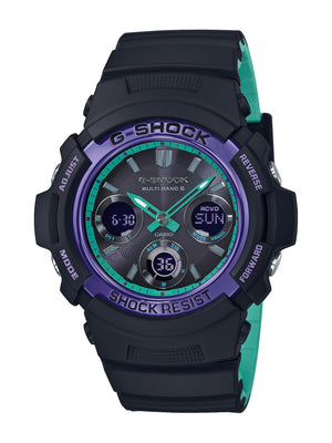 Casio Unisex Analog – Digital Quarz Uhr mit Kautschuk Armband AWG-M100SBL-1AER