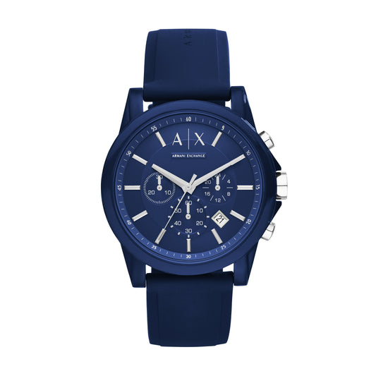 Armani Exchange Unisex Chronograph Quarz Uhr mit Silikon Armband AX1327