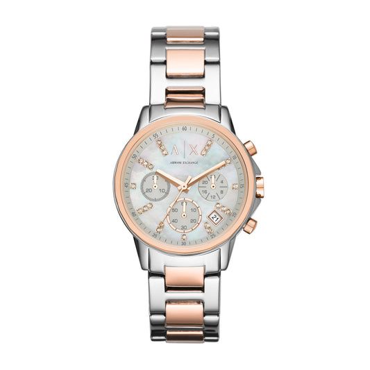 Armani Exchange Damen Chronograph Quarz Uhr mit Edelstahl Armband AX4331