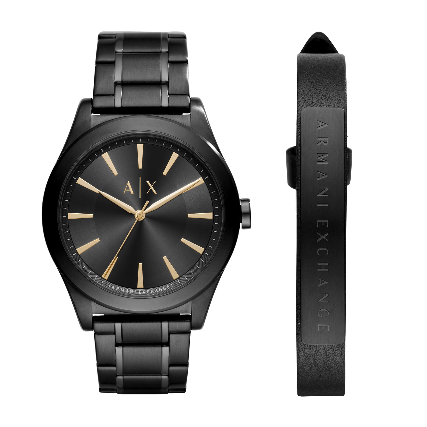 Armani Exchange Herren Analog Quarz Uhr mit Edelstahl Armband AX7102Set