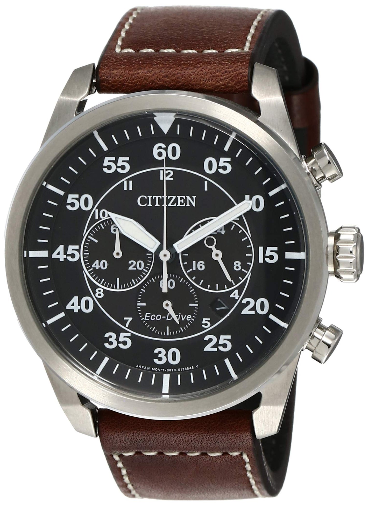 Citizen Herren Chronograph Quarz Uhr mit Leder Armband CA4210-16E
