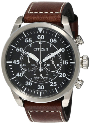 Citizen Herren Chronograph Quarz Uhr mit Leder Armband CA4210-16E