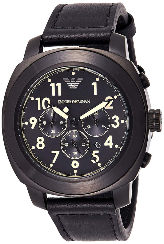 Armani Herren-Armbanduhr Chronograph Quarz Leder AR6061