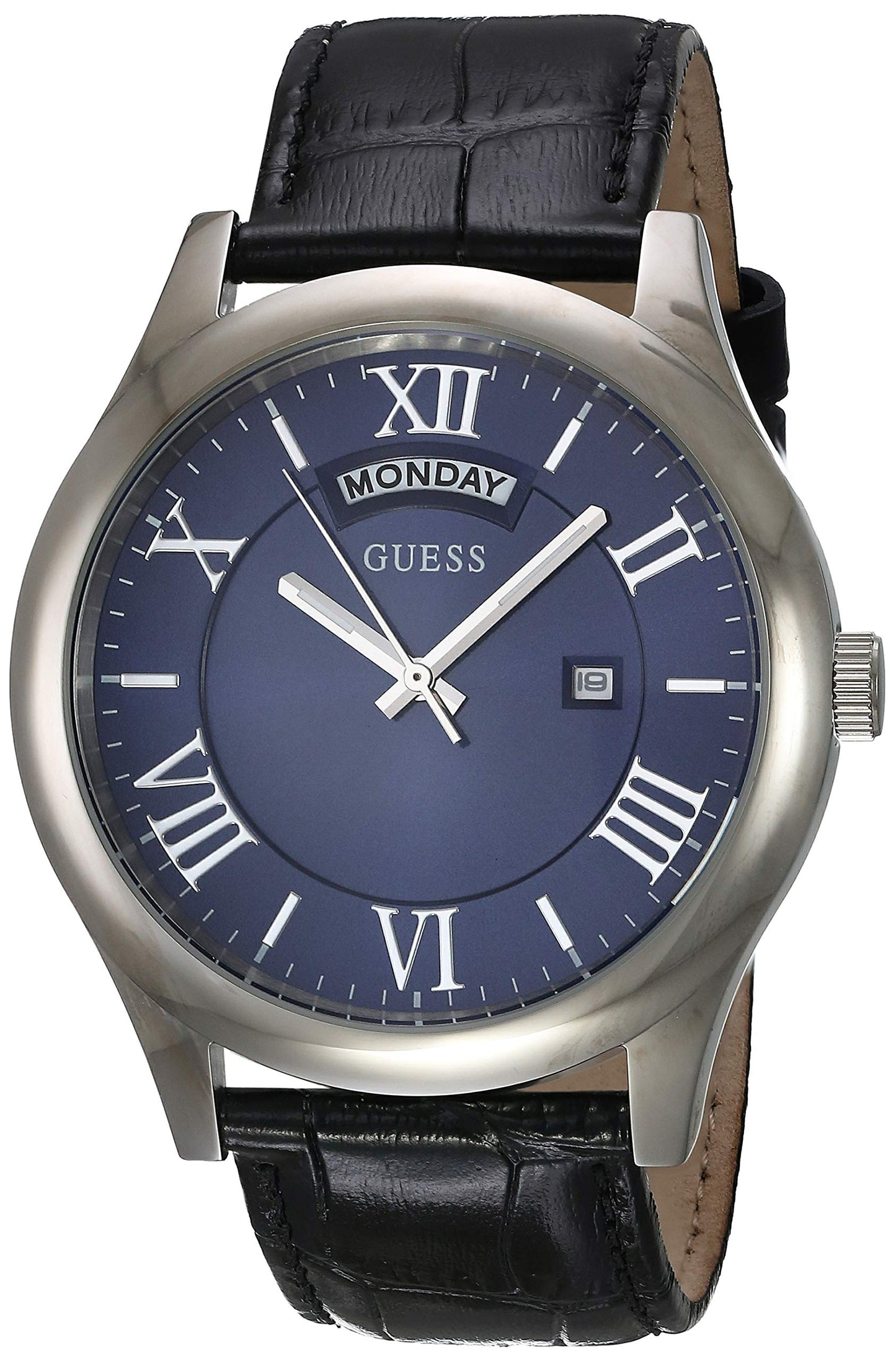 Guess Herren Analog Quarz Uhr mit Leder Armband W0792G1