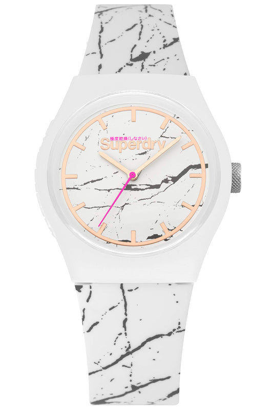 Superdry Damen Analog Quarz Uhr mit Silikon Armband SYL253WE
