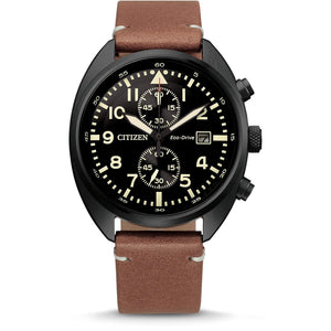 Citizen Herren Analog Eco-Drive Uhr mit Leder Armband CA7045-14E