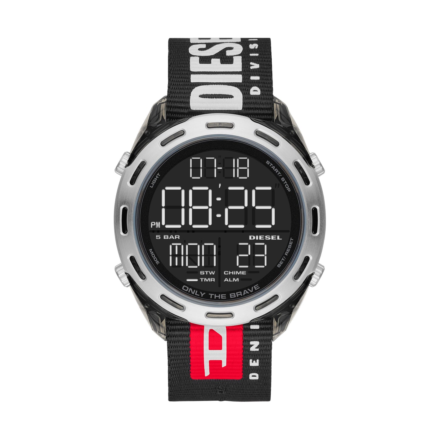 Diesel Herren Crusher Digital, 46 mm Gehäusegröße, Nylonuhr DZ1914