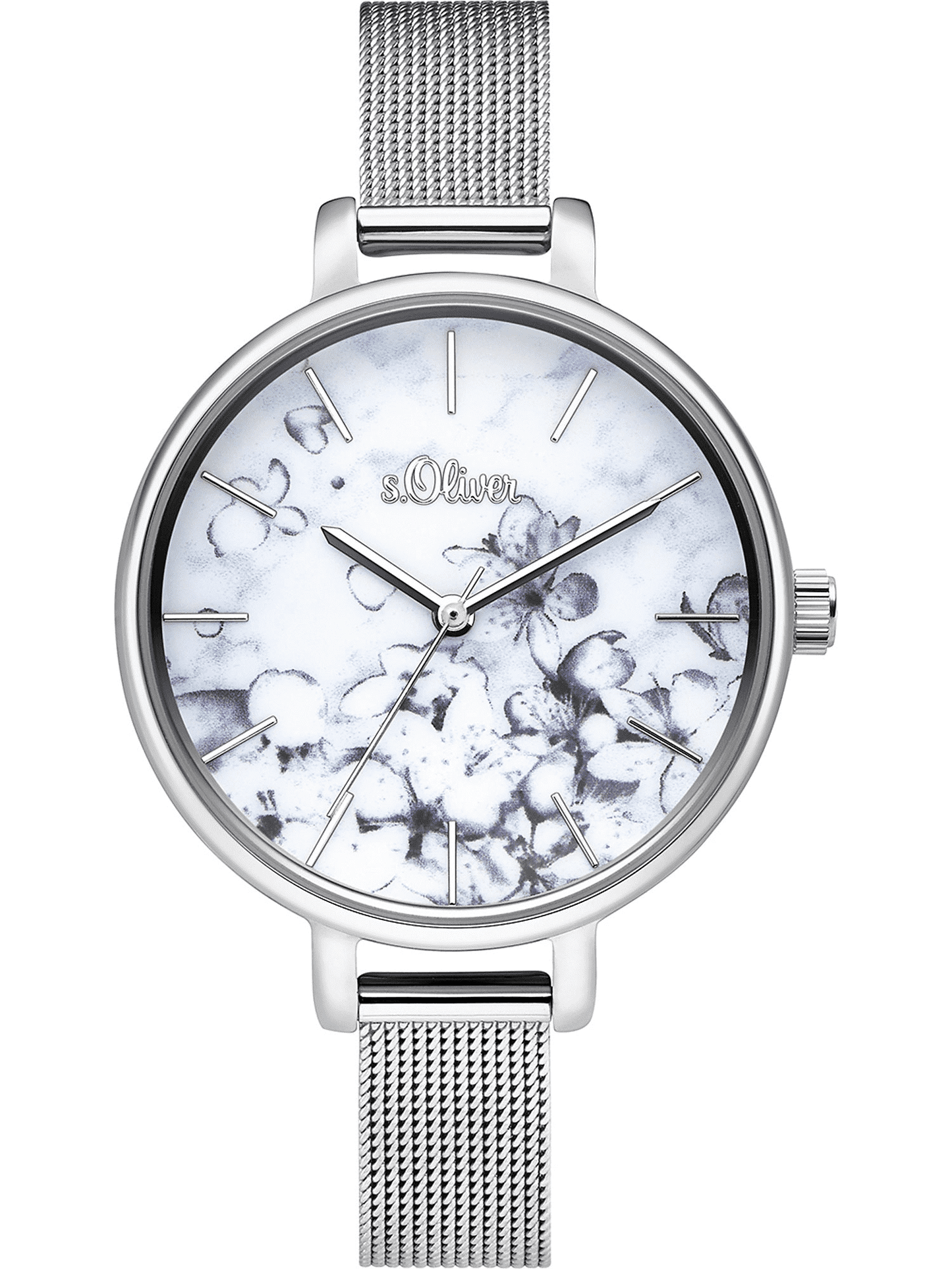 s.Oliver Damen Analog Quarz Uhr mit Edelstahl Armband SO-3785-MQ