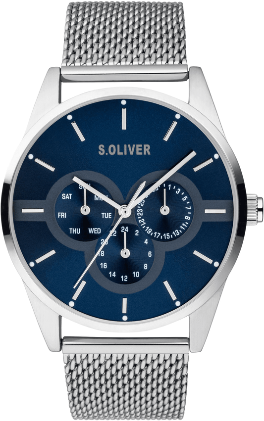 s.Oliver Herren Multi Zifferblatt Quarz Uhr mit Edelstahl Armband SO-3853-MM