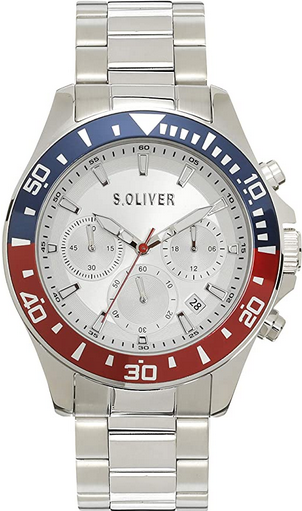 s.Oliver SO-4240-MC Herren Analog Quarz Uhr mit Edelstahl Armband