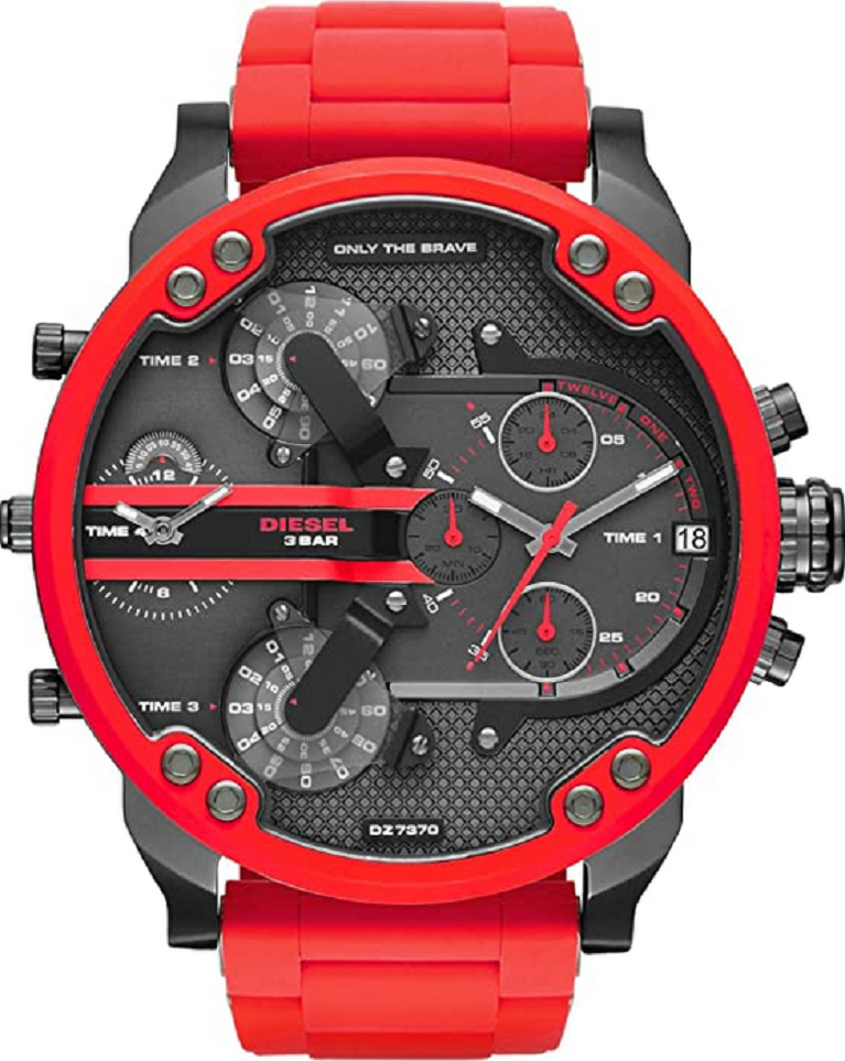 Diesel Herren Chronograph Quarz Uhr mit Silikon Armband DZ7370