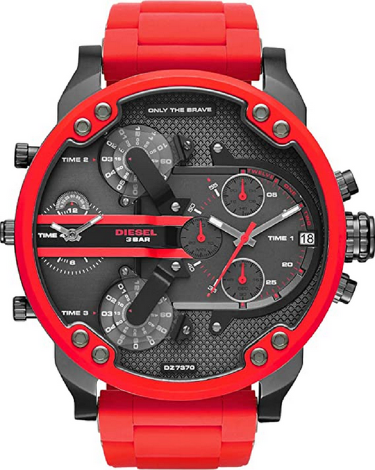 Diesel Herren Chronograph Quarz Uhr mit Silikon Armband DZ7370
