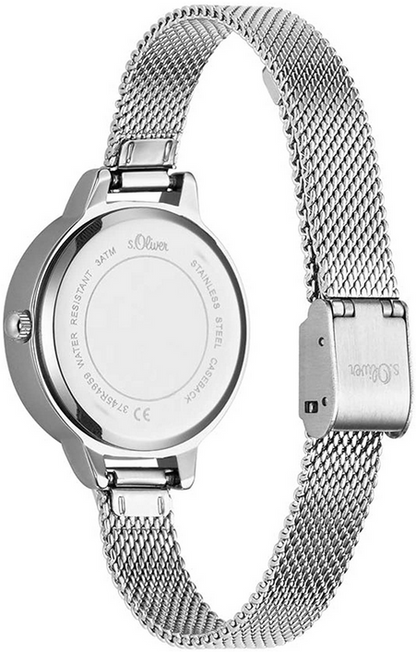 s.Oliver Damen Analog Quarz Uhr mit Edelstahl Armband SO-3745-MQ