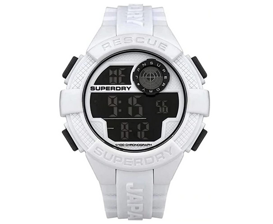 Superdry Unisex – Erwachsene Digital Automatisch Uhr mit Kunststoff Armband SYG193W
