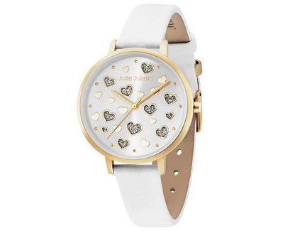 Julie Julsen Geschenkset Armbanduhr und Silberkette mit Anhänger - Amore Set Gold White - JJW60YGL-9