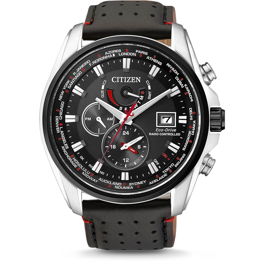 Citizen Herren Analog Eco-Drive Uhr mit Leder Armband AT9036-08E