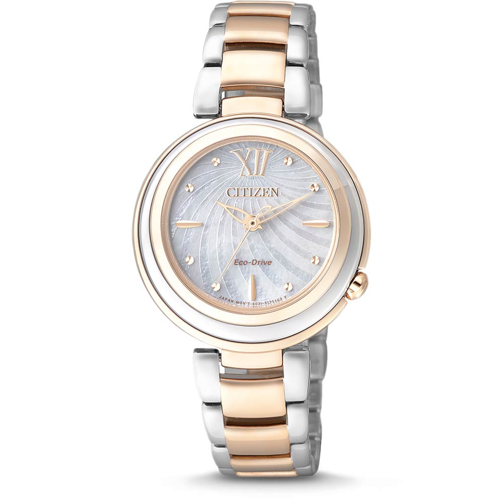 Citizen Damen Analog Quarz Uhr mit Edelstahl Armband EM0335-51D